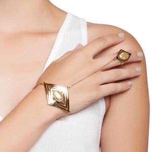 House of Harlow Gold Double Diamond Hand Chain